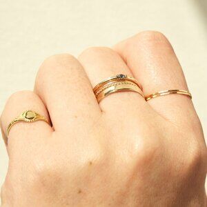 Laurie Fleming Moondew Signet Ring, Blue Sapphire Size 8